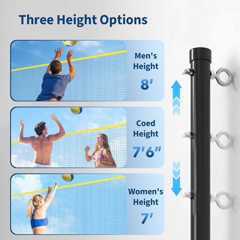 Portable Volleyball Net Set 32ft x 8ft with Adjustable Heights - Outdoor Sports Equipment