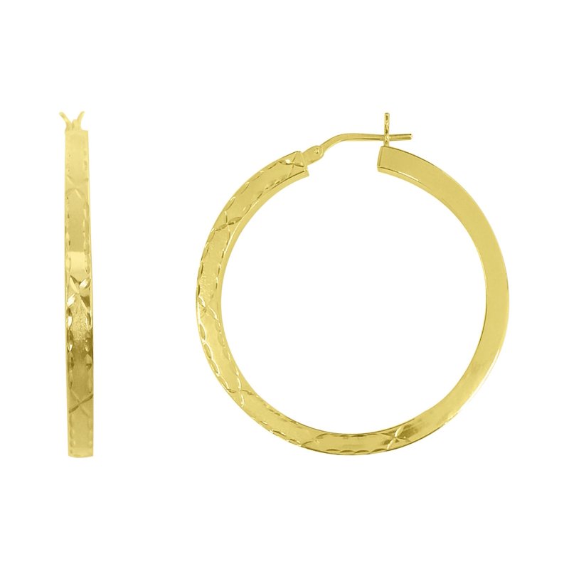 14K Gold Plated Sterling Silver Square Tube Earrings for Women