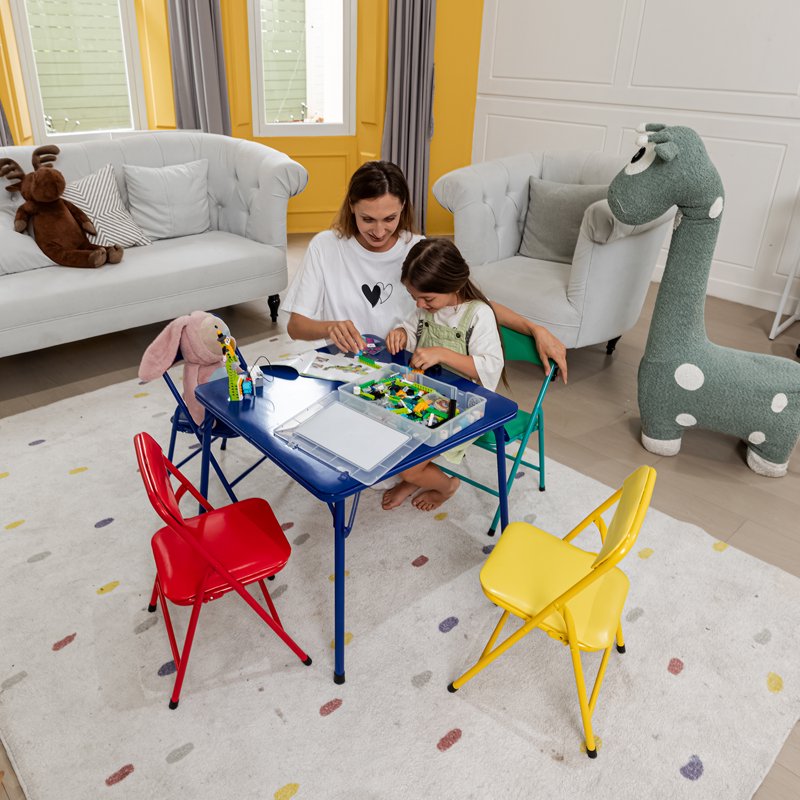Kids Folding Play Table and Chair Set - Toddler Indoor & Outdoor Activity Furniture