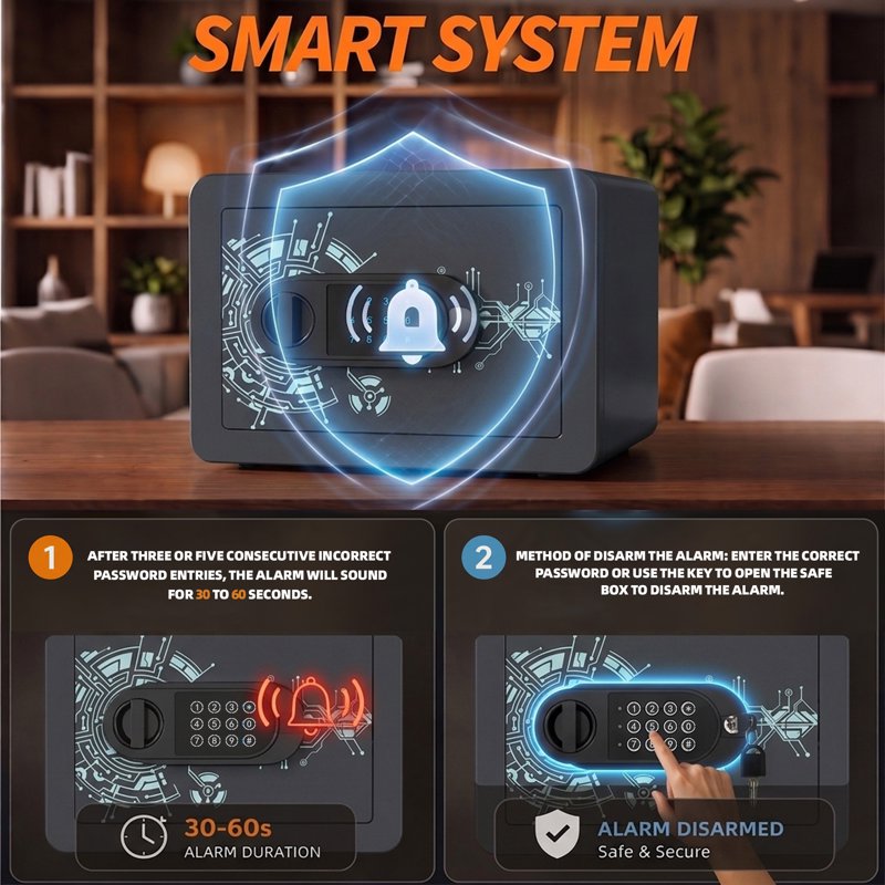 Multi-Function Home Safe for Jewelry Cash & Valuables - Compact Security Safe with Digital & Key Lock