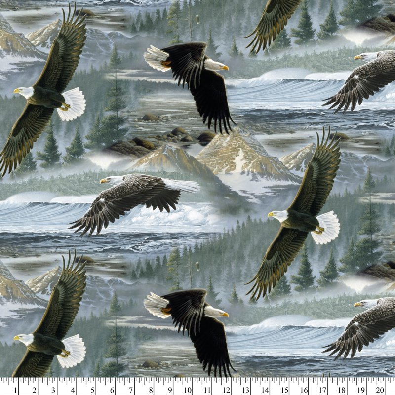 Cotton Quilting Fabric - Soaring Eagle Design, Multi-Color, 44" Wide, 2 Pack