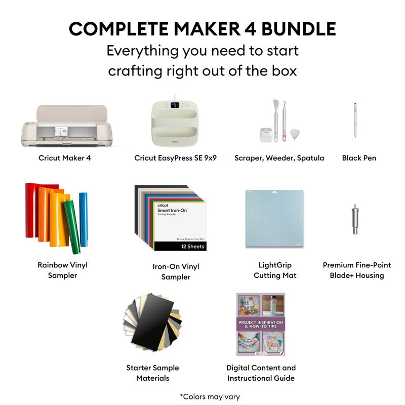 Cricut Maker 4 Cutting & EasyPress SE Bundle for Custom T-Shirts & DIY Projects