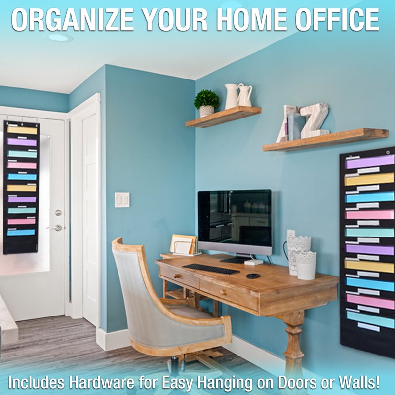 Heavy Duty Wall Chart Filing System with 30 Pockets & Labels - Office & Classroom Organizer