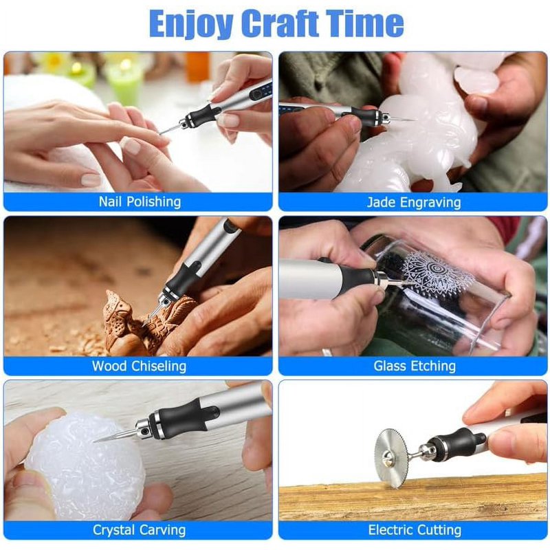 Electric Engraving Pen Kit with 42 Bits - Portable DIY Rotary Tool for Jewelry Wood Metal Glass Etching