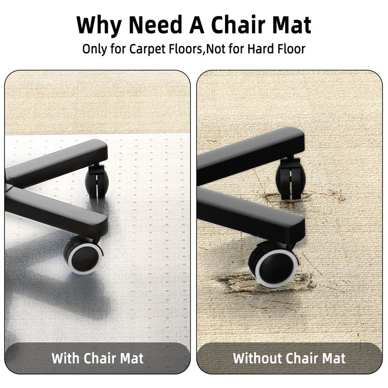 GPED 36x48 Inch Office Chair Mat for Carpet - Rectangle Studded Carpet Protector with Non-Slip Undermat