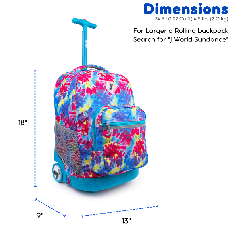 Unisex 18-Inch Rolling Backpack for School & Travel - Tie Dye