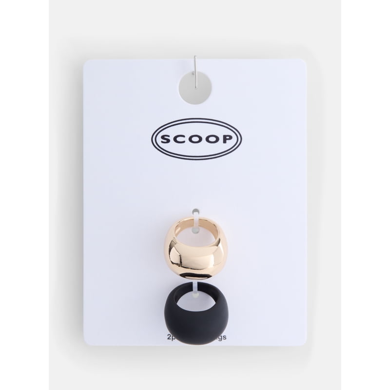 Two-Tone Bubble Rings Set - Gold and Black Sculptural Jewelry for Women