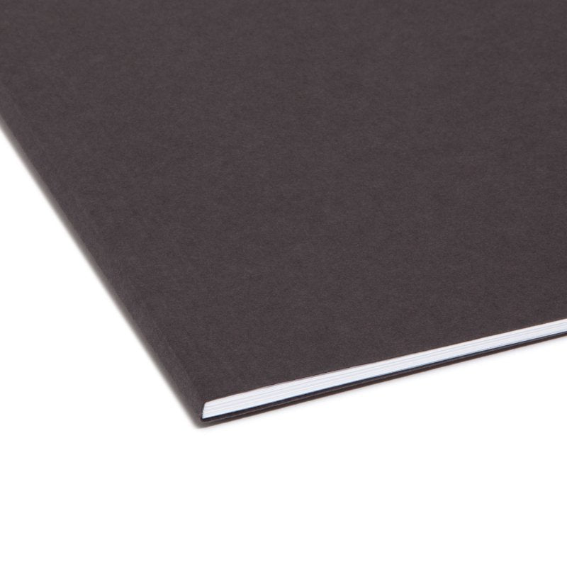 Office Filing Folders with Tabs - 25 Black Letter Size Hanging File Organizers