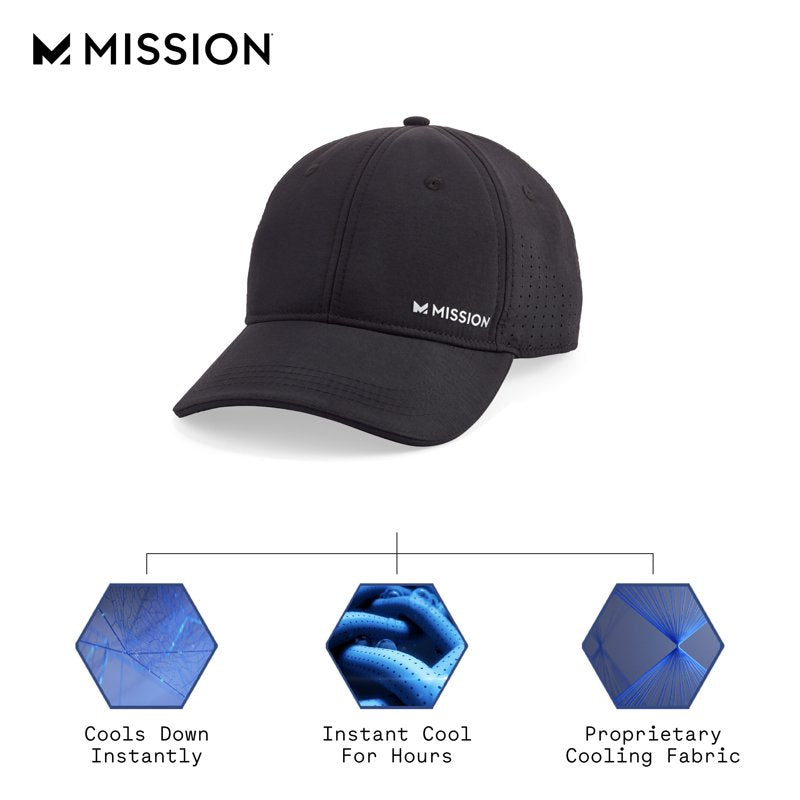 Vented Cooling Performance Baseball Cap for Men & Women - Unisex Black Hat