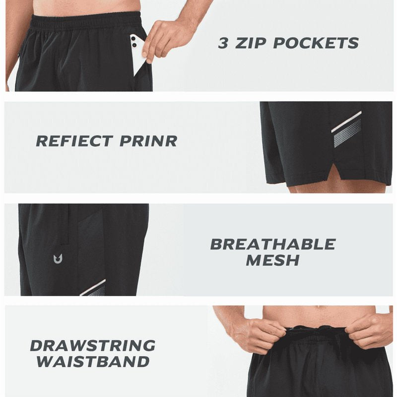 Men's Athletic Running Shorts with Quick Dry & Zip Pockets, 5 Inch Inseam