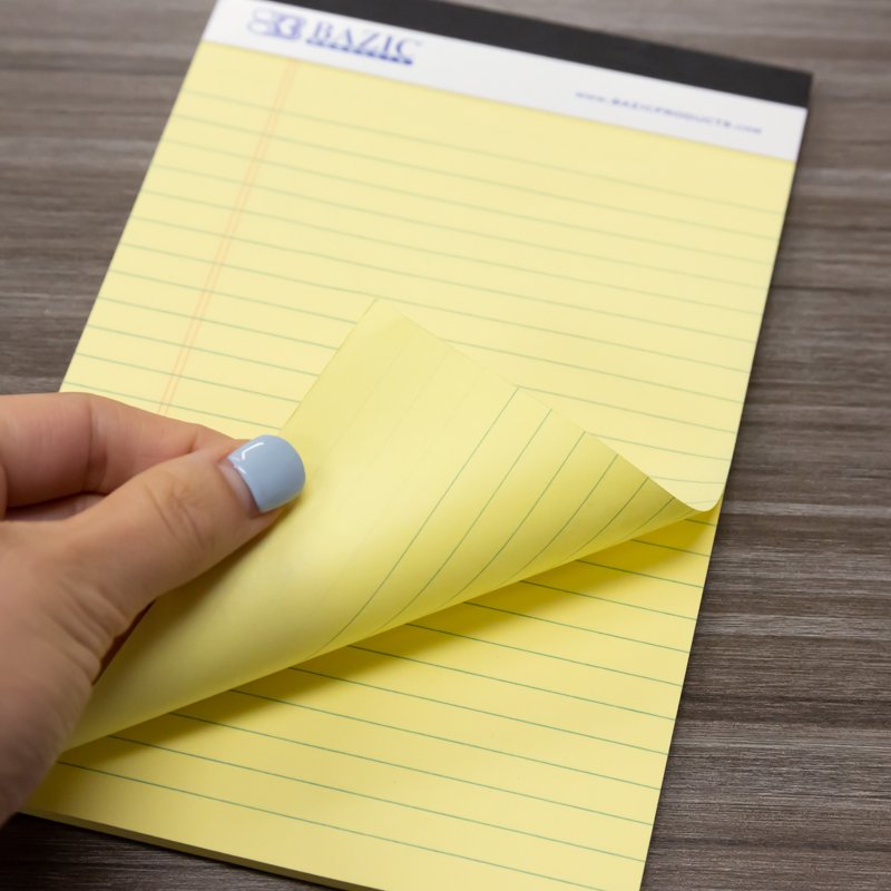 Perforated Writing Pads Set - 2 Canary Junior Legal-Ruled 5x8 Inch Notepads for Notes and Lists