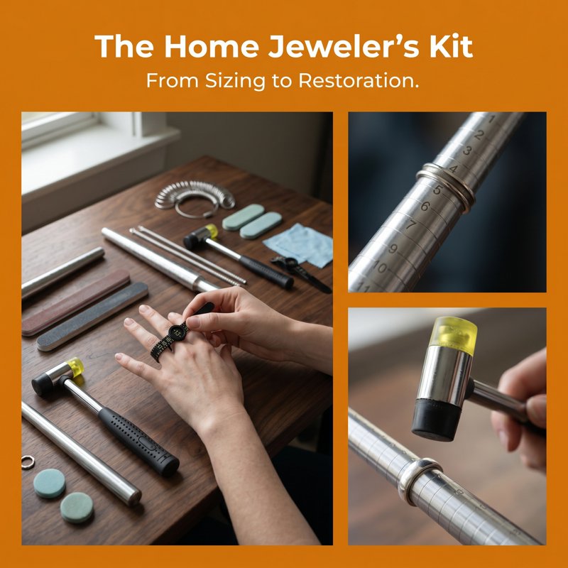 Metal Ring Sizer Measuring Tool Kit with Mandrel and Mallet - 12 Pieces
