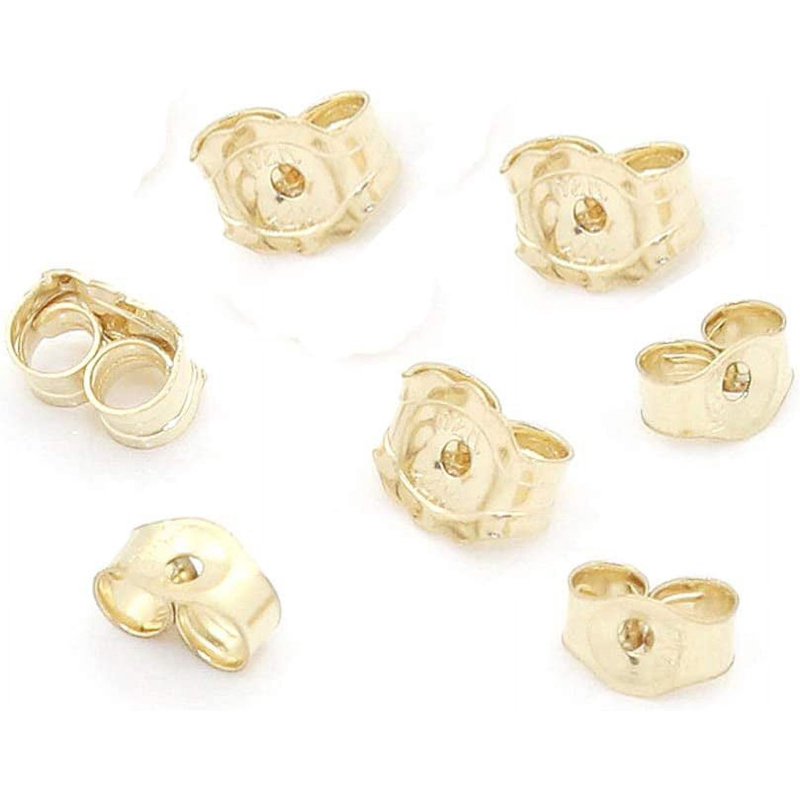 14K Gold Earring Backs - 4 Pieces Replacement for Stud Earrings, Diameter 5.4MM