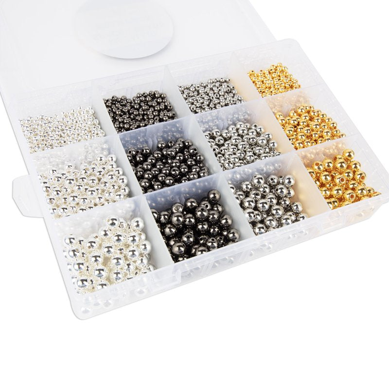 Metallic Spacer Bead Assortment for Jewelry Making - 3600 Pieces in Case