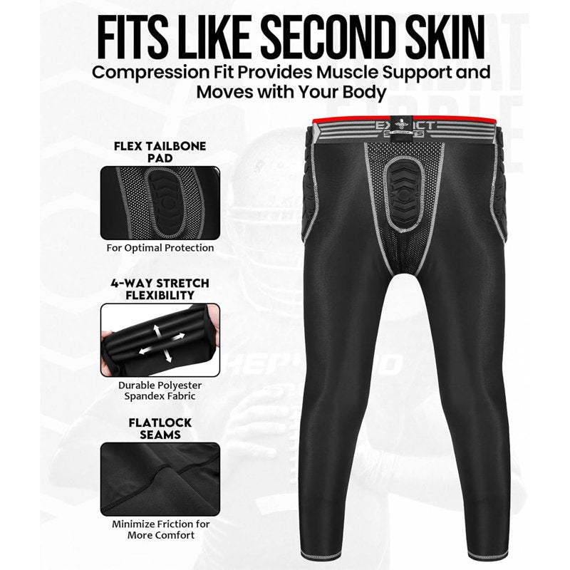Men's Padded Compression Football Girdle with 7-Pad Hip Knee & Tailbone Protection