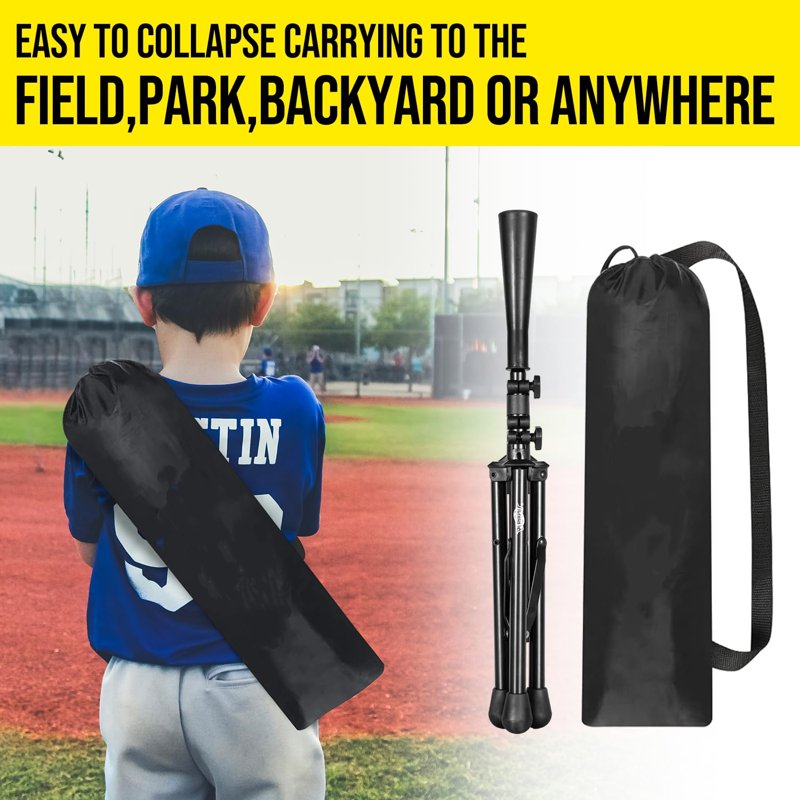 Adjustable Baseball Batting Tee with Tripod Stand - Softball & Baseball Practice Aid