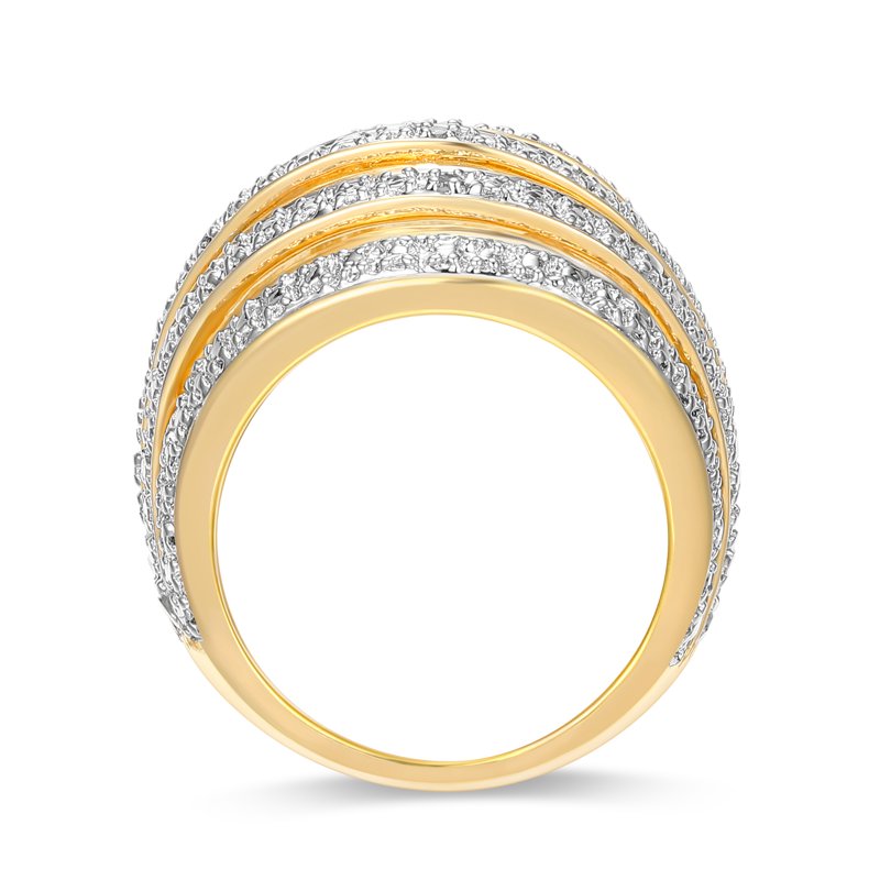 Forever Facets Diamond Accent Bombe Swirl Ring - Two-Tone Rhodium Over Bronze, Size 6