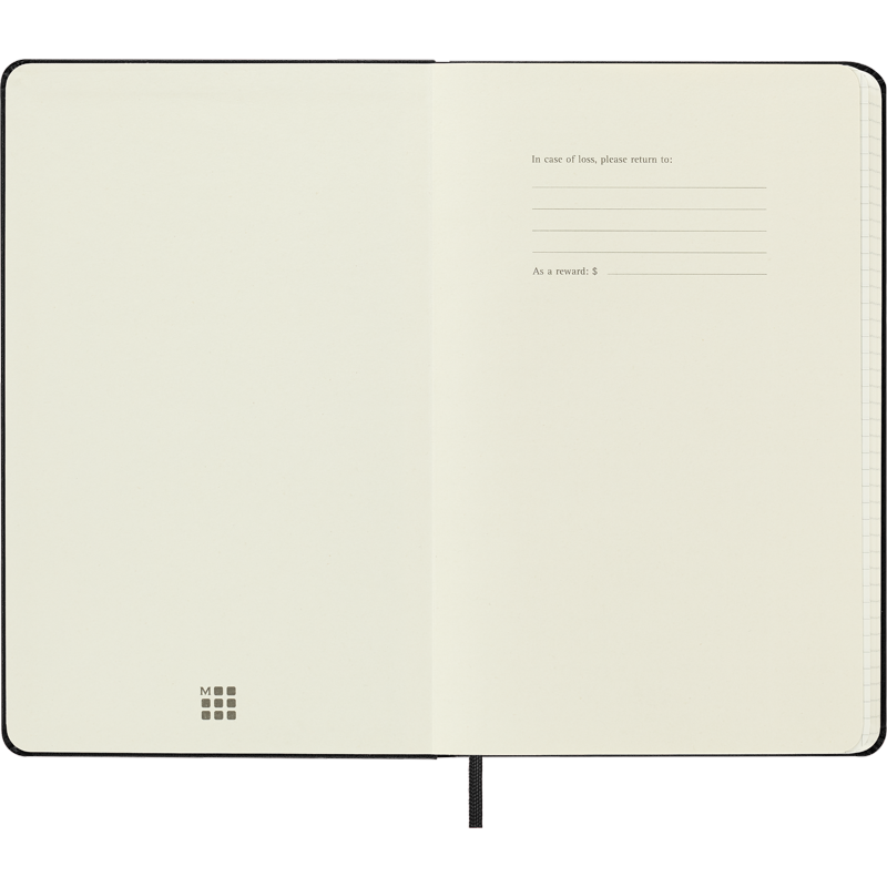 Large Hard Cover Notebook with Elastic Closure - Squared 5x8.25 Inch Black