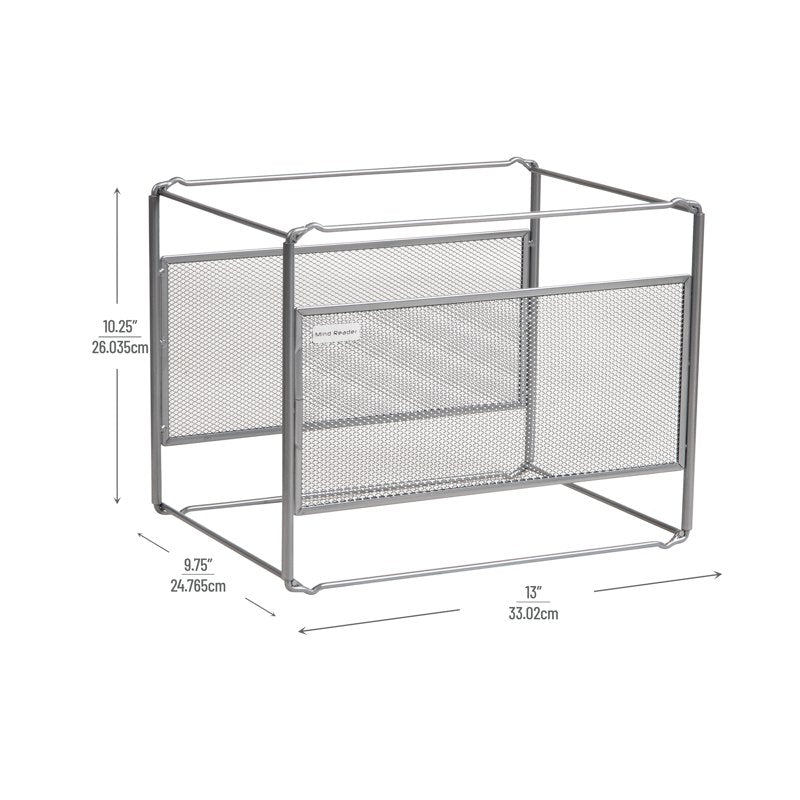 Desktop File Folder Organizer Box for Hanging Files & Mail - Silver & Black