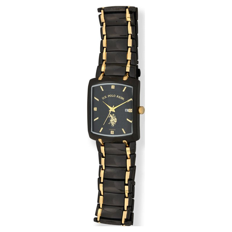 Men's Analog Watch with Brick Dial and Diamond Accents, Silicone Strap