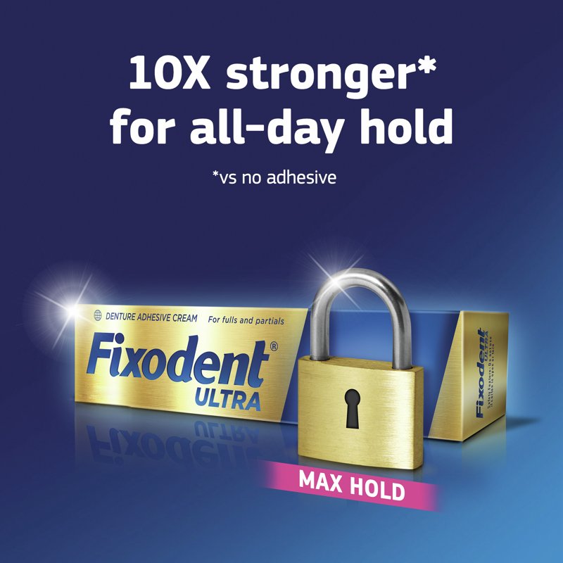 Denture Adhesive Cream Ultra Max Hold Secure 2.2 oz - Strong All-Day Fix