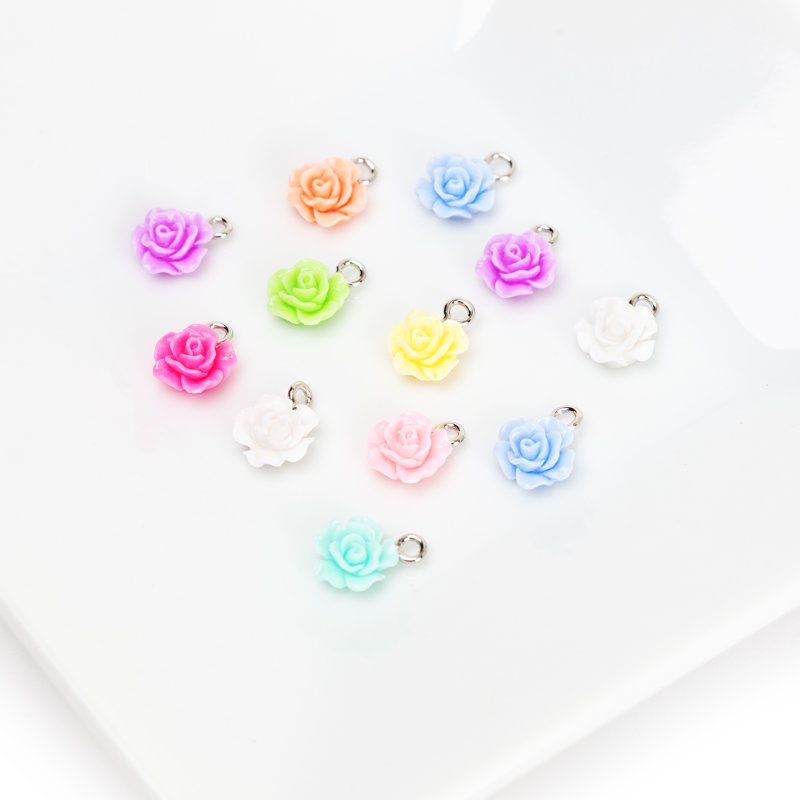 DIY Acrylic Rosette Charms with Silver Jump Rings for Jewelry Making - 2 Pack