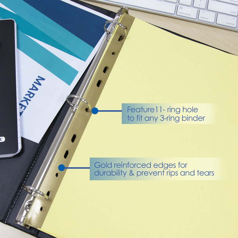 Binder Dividers with Insertable Color Tabs for 3-Ring Binders, Canary Yellow, 8 Count