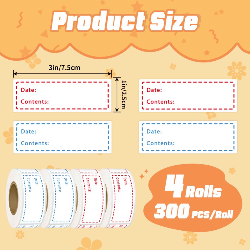 Food Labels 1200pcs Self-Adhesive Removable Freezer Labels for Food Storage