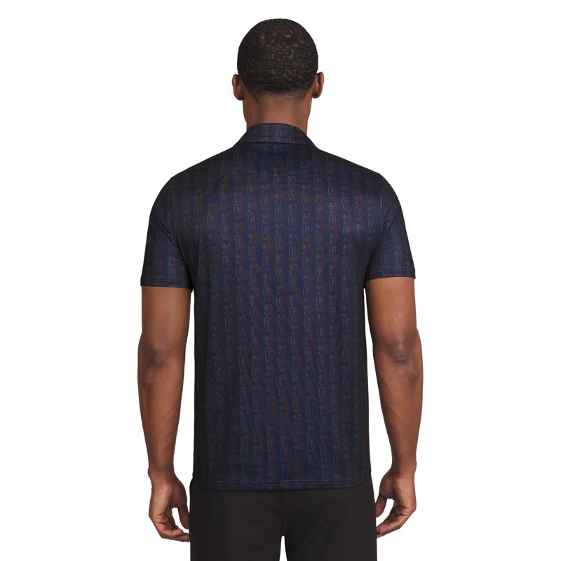Men's and Big Men's Classic Fit Short Sleeve Golf Polo Shirt - Breathable, Moisture-Wicking, Allover Print