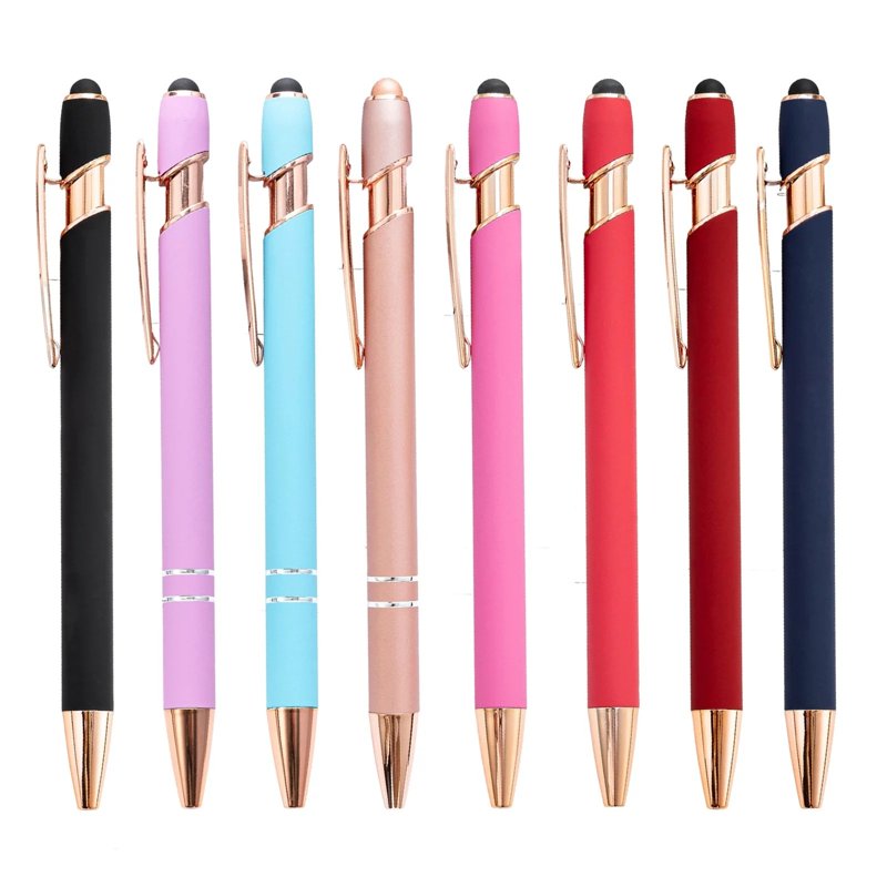 12 Pack Metal Stylus Ballpoint Pens for Women with Black Ink & Stylus Tip