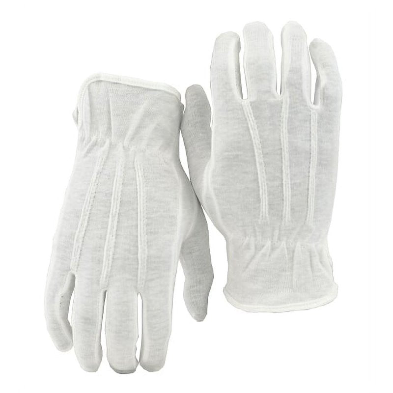 White Cotton Dress Gloves - Unisex Formal & Parade Gloves, Medium