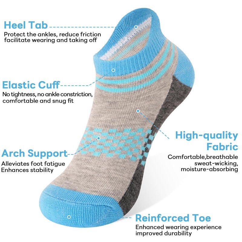 Elutong Kids Athletic Socks 12 Pairs - Multicolor 01, 5-7 Years