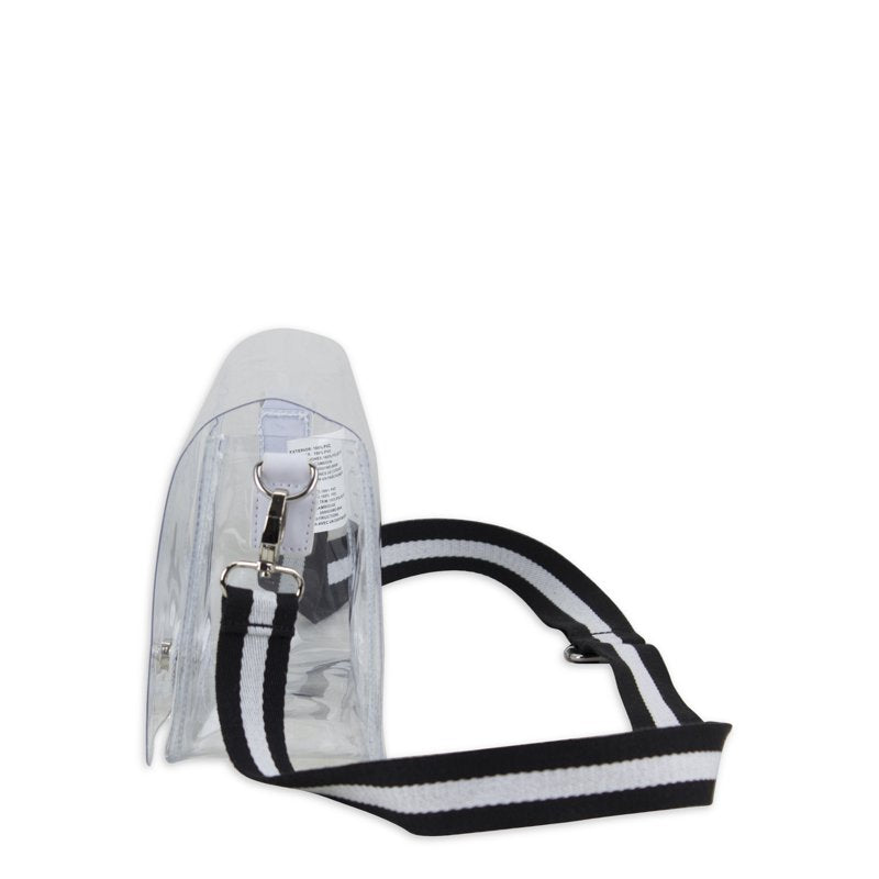 Clear Crossbody Bag with Webbing Strap - Unisex Fashion Purse