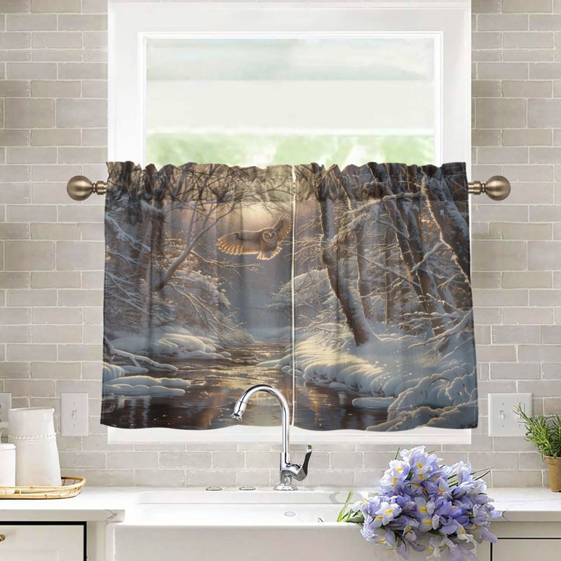Light Filtering Patchwork Tier Curtains 27x24 in - Privacy Window Panels Set of 2