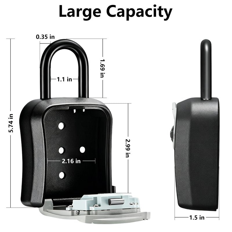 Wall Mounted Key Lock Box with Resettable 4-Digit Combination Weatherproof Safe