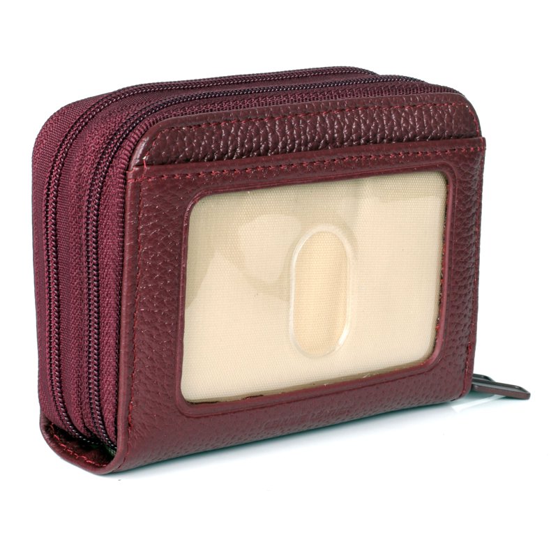 Leather Wallet with Multiple Card Slots and ID Window for Women