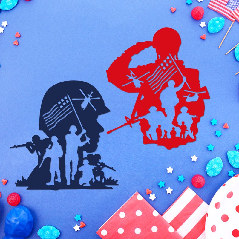 American Soldier Metal Die Cutting Stencil for Scrapbooking DIY Crafts - 2PCS