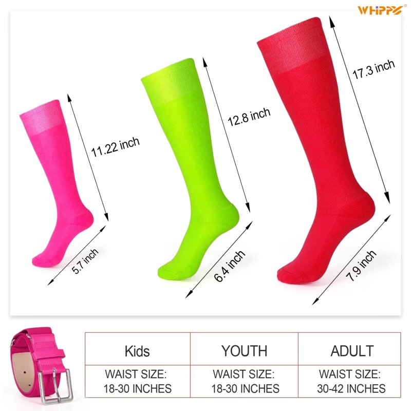 Baseball Belt and Socks Set for Youth Kids Adjustable Softball Accessory Combo