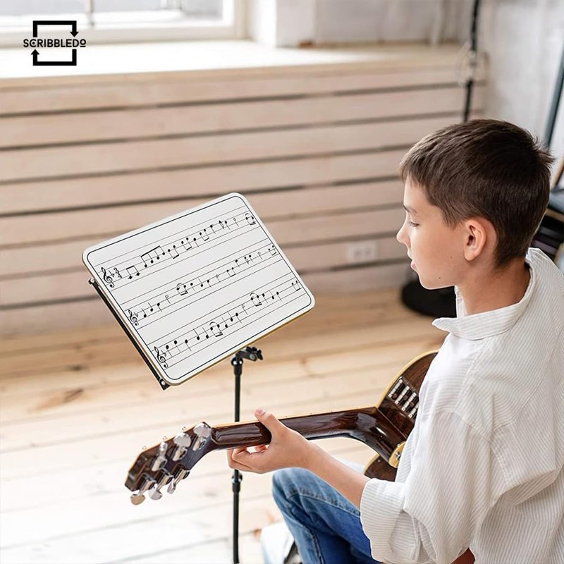 Double Sided Music Staff Whiteboard Pack - 9x12 Inch, 5-Pack for Music Practice