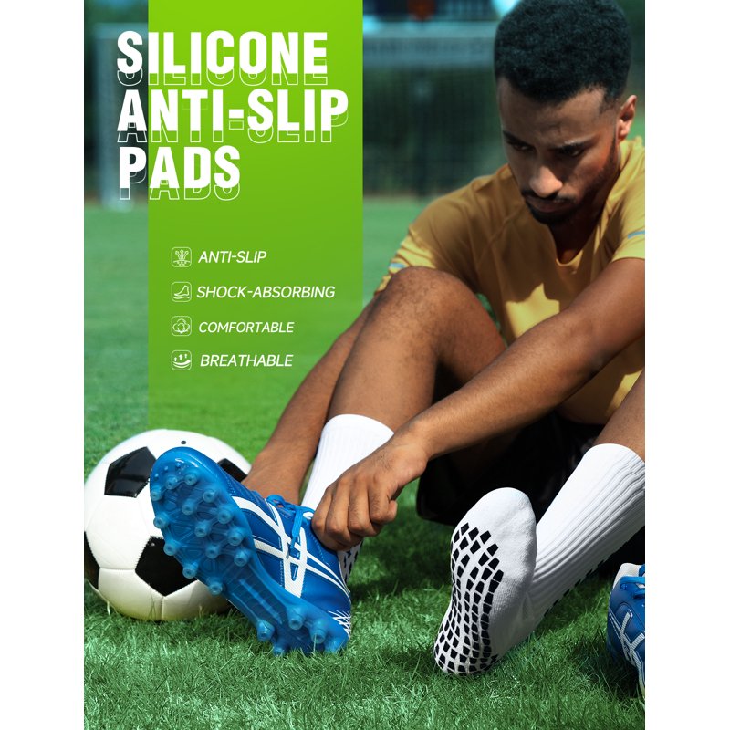 Men's Non-Slip Soccer Socks with Silicone Grip - Breathable Athletic Cushioned Sports Socks