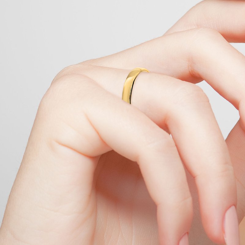 Personalized 14K Gold Over Sterling Silver Wedding Band - Engraved Slim Ring for Women (3mm)