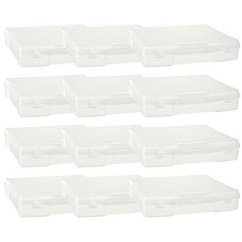 12 Pack Clear Plastic Scrapbook Storage Cases - Portable Craft Organizer