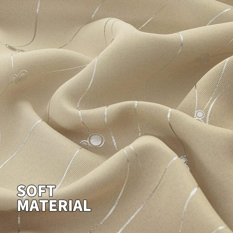 Room Darkening Curtains with Silver Dot Pattern - Insulated Grommet Drapes for Small Windows