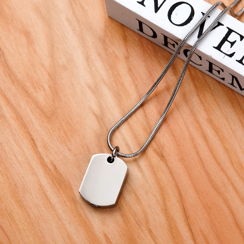 Dog Tag Cremation Necklace with Keepsake Urn - Silver Memorial Pendant, No Engraving