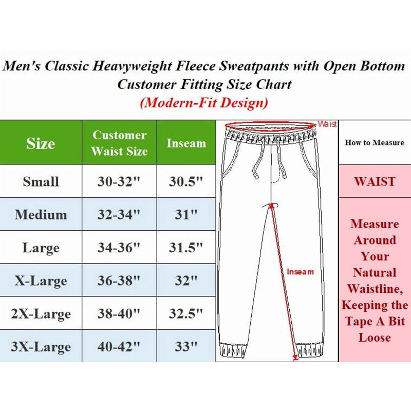 Men's Fleece-Lined Open Bottom Joggers - Heavyweight Casual & Gym Pants