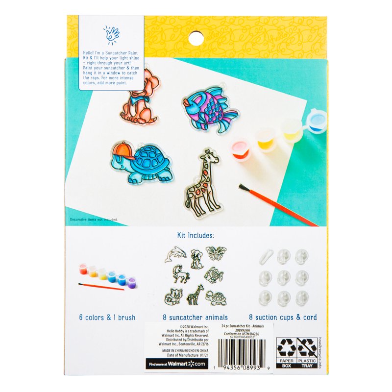 Kids Suncatcher Art Kit - Customizable Plastic Window Decorations, 8 Pack
