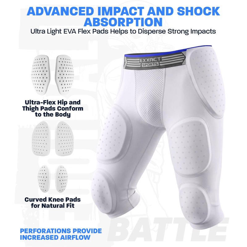 Youth Football Girdle with 7-Pad Protection, Cup Pocket & Compression Fit