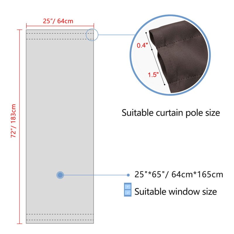 Solid Window Curtain Panel - Blackout Room Darkening Privacy Drapes