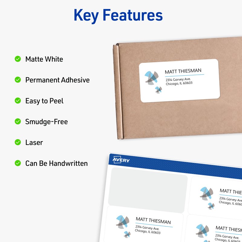 Avery 5126 Shipping Labels 5.5 x 8.5 Inches White 200 Pack - Permanent Adhesive