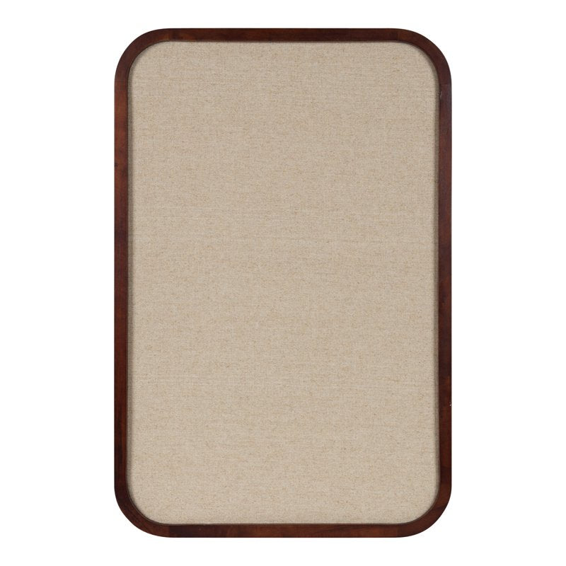 Transitional Pinboard Wall Organizer 20x30 with Fabric Surface - Walnut Brown